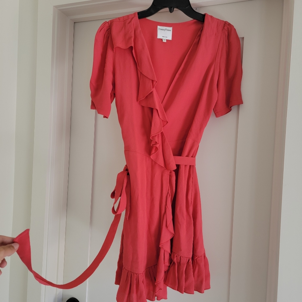 Privacy please mini wrap dress red